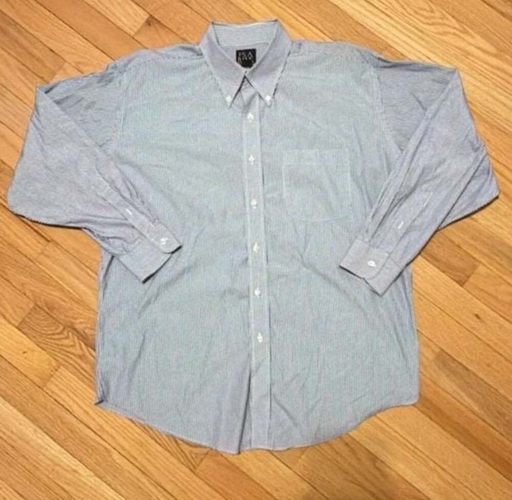 Jos. A. Bank Executive Collection Men's Blue Striped Long Sleeve Button-Down Shi